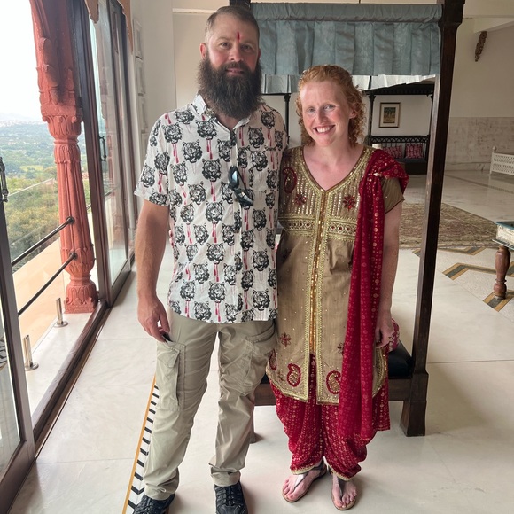 Beige /Maroon party wear 3 pc salwar kameez suit set in size xl - Picture 9 of 11